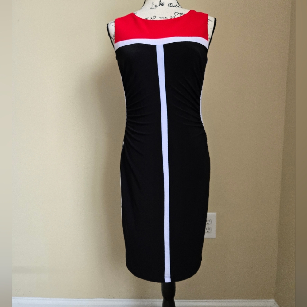 Frank Lyman sleeveless bodycon pencil dress colorblock womens 6